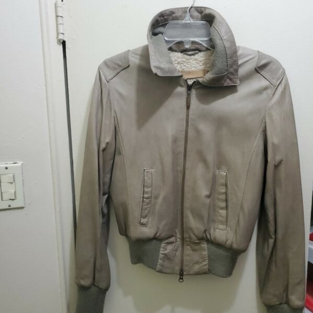 DOMO - GREY  / BEIGE  COLOUR LEATHER JACKET